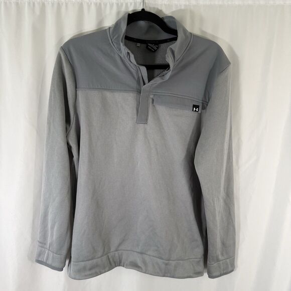 Under Armour Sweater Men's Small grey Pullover 1/4 Zip Long Sleeve Storm - Picture 1 of 12